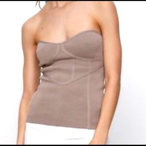 Zara knit bustier top in taupe color.